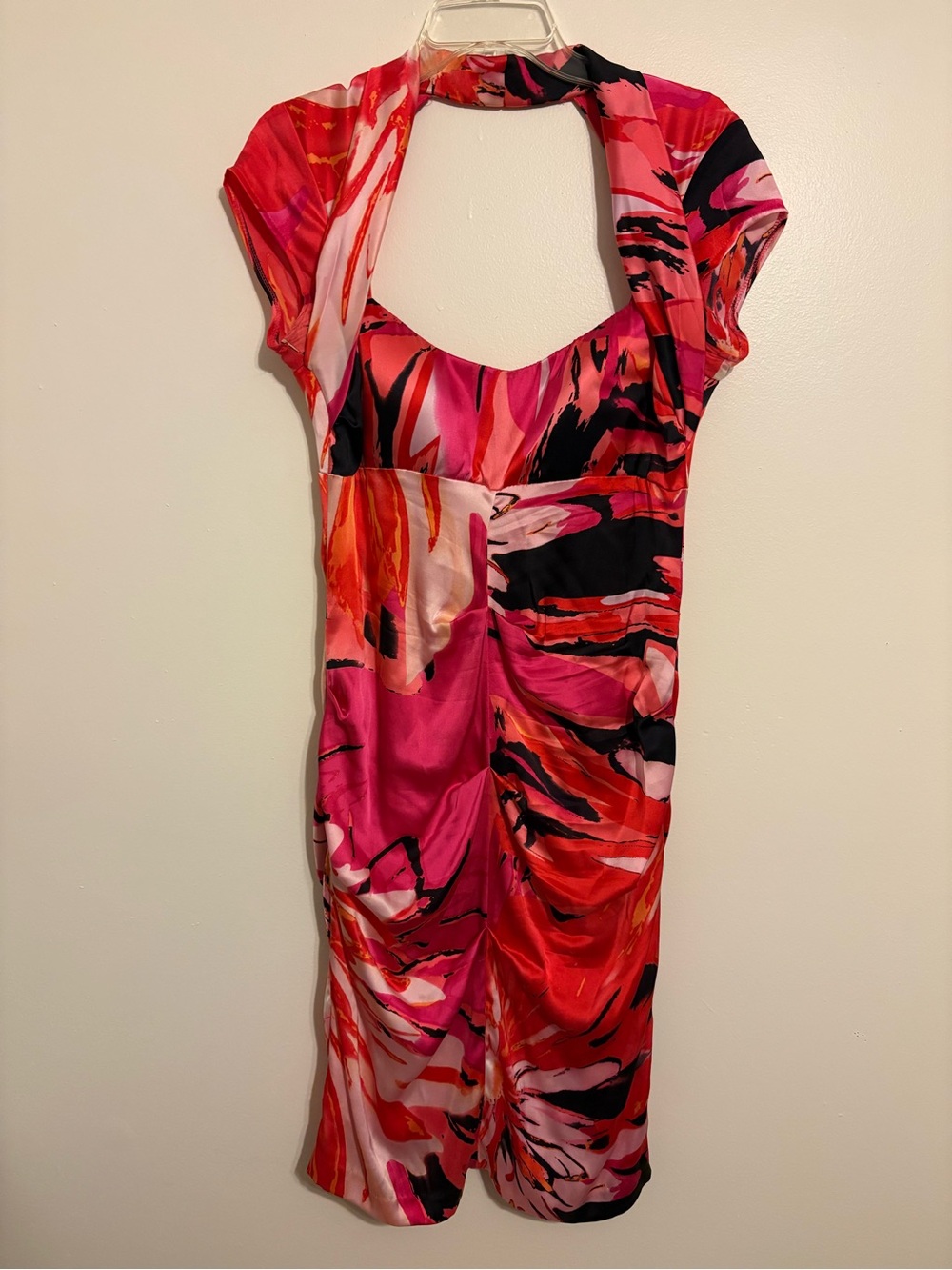 Cache Vibrant Pink & Red Abstract Print Women’s Dress